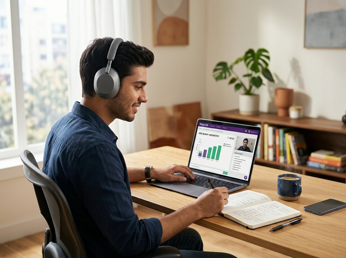 Indian Student Preparing for GRE Online with Konversa Global